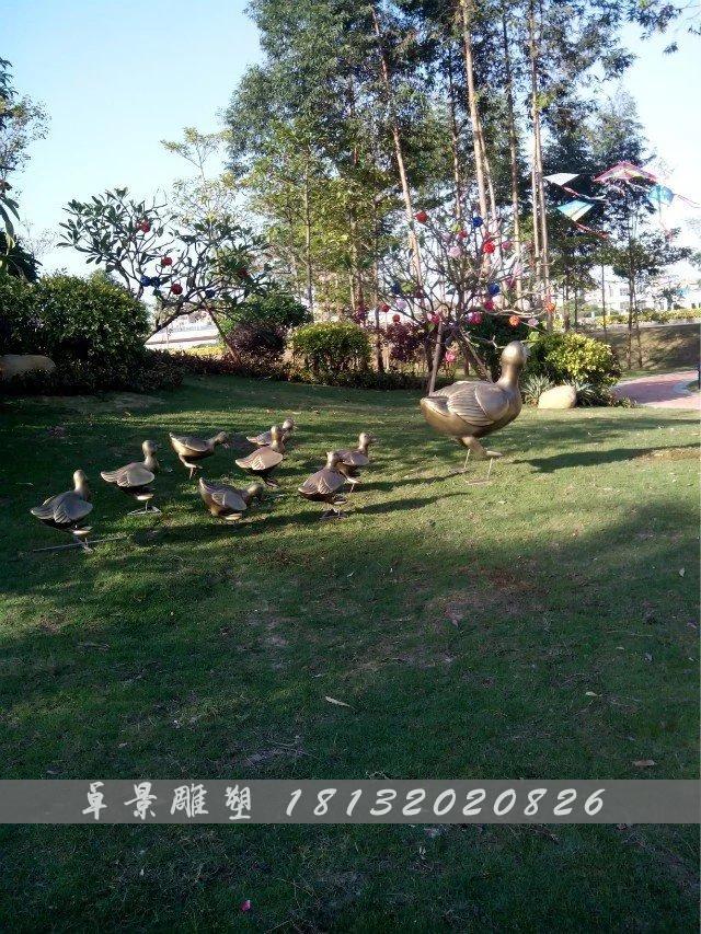 鴨子銅雕，公園動(dòng)物銅雕，園林景觀銅雕
