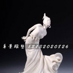 美女跳舞石雕，漢白玉美女雕塑