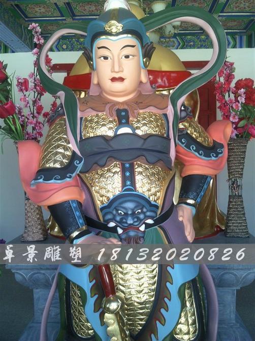 玻璃鋼韋佗護(hù)法雕塑，玻璃鋼彩繪韋佗雕塑