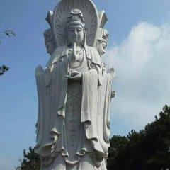 觀音菩薩石雕，三面觀音菩薩石雕