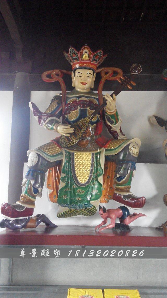 玻璃鋼四大天王雕塑，彩繪四大天王玻璃鋼雕塑 (1)