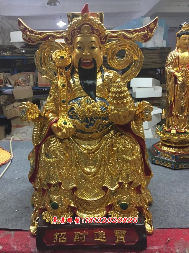 財神銅雕，鑄銅財神雕塑 (4)