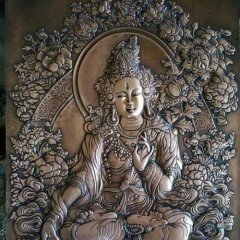 菩薩銅浮雕，鑄銅菩薩雕塑