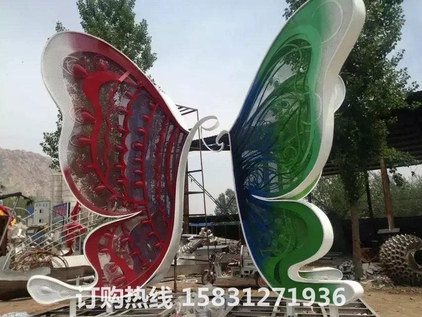 不銹鋼蝴蝶雕塑，廣場(chǎng)彩色蝴蝶不銹鋼雕塑