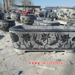 青石花盆，仿古石水盆