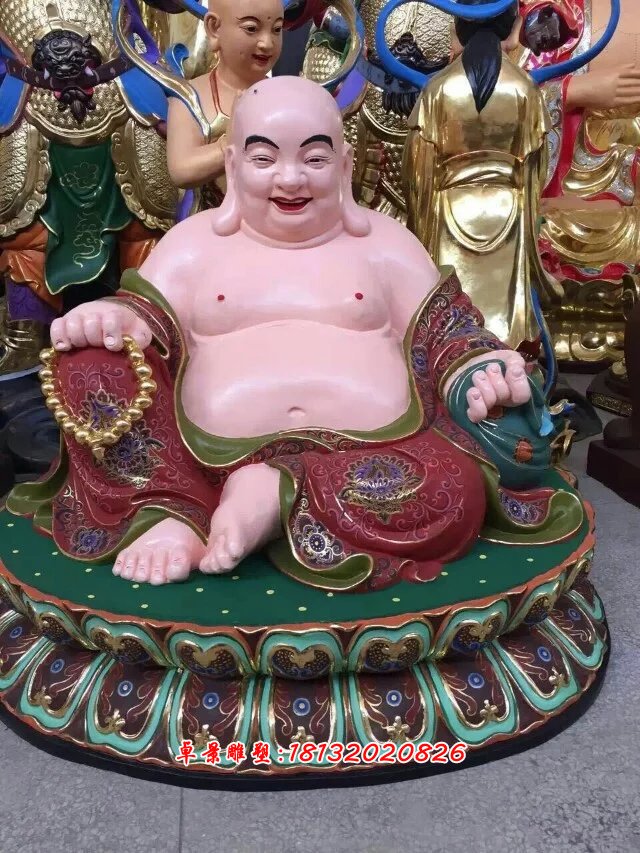 玻璃哈剛彩繪佛像，玻璃鋼彌勒佛