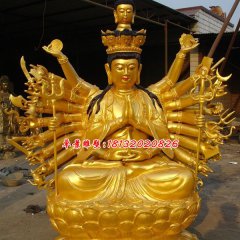 千手觀音銅雕，坐式千手觀音菩薩雕塑