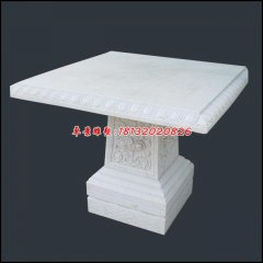 石雕方桌，漢白玉方桌雕塑