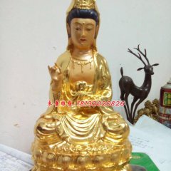 觀音銅雕，貼金觀音銅雕塑