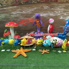 玻璃鋼海與魚(yú)雕塑，卡通雕塑