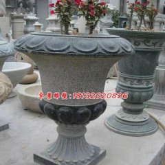 石雕花盆，青石花盆雕塑