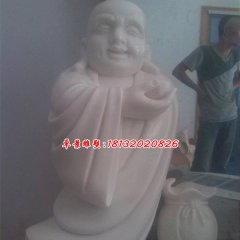 布袋和尚石雕，漢白玉彌勒佛