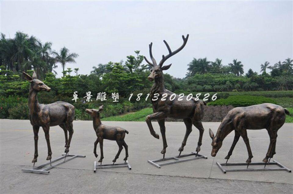 小鹿銅雕，公園動物銅雕