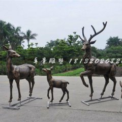 小鹿銅雕，公園動物銅雕