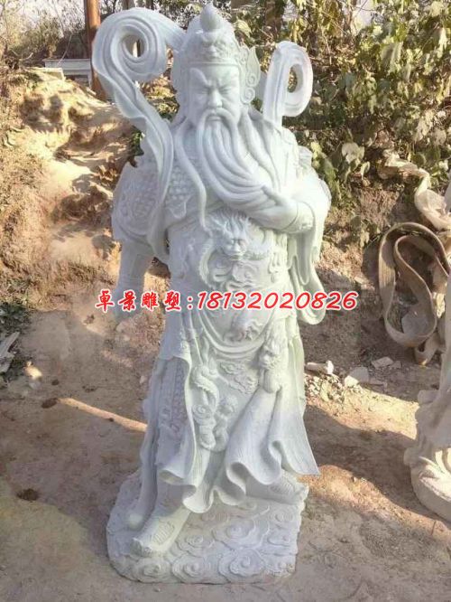 石雕關(guān)公，漢白玉關(guān)公石雕