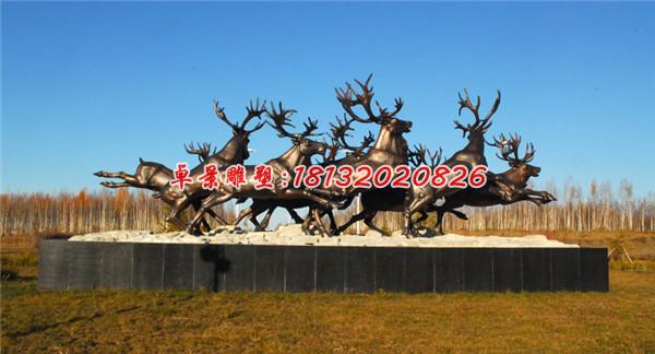 群鹿銅雕，小鹿銅雕