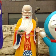 玻璃鋼壽星公雕塑，仿真壽星公雕塑