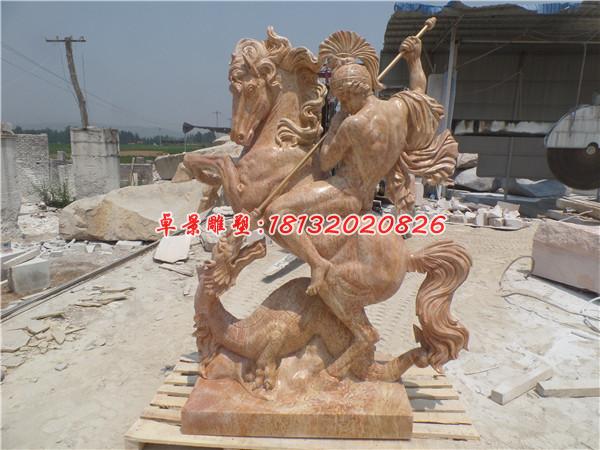 西方戰(zhàn)士石雕，晚霞紅西方人物石雕