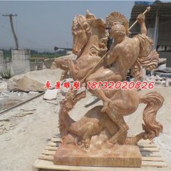 西方戰(zhàn)士石雕，晚霞紅西方人物石雕