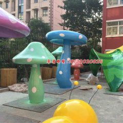 玻璃鋼蘑菇雕塑，彩色蘑菇雕塑
