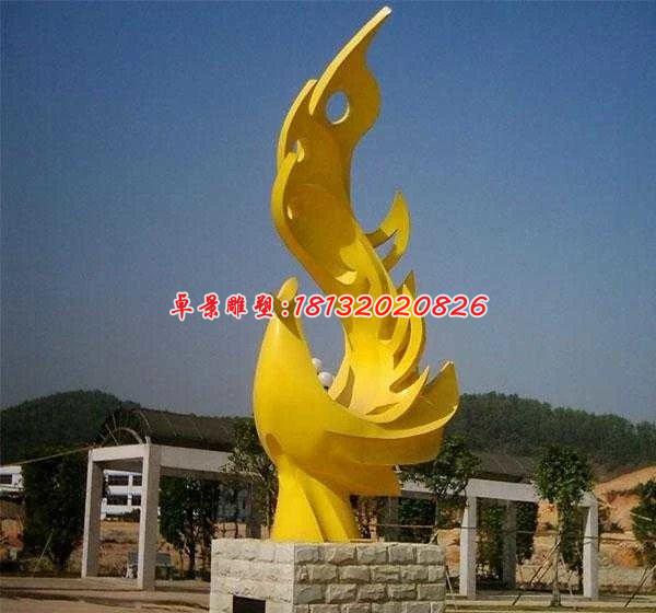 不銹鋼鳳凰雕塑，抽象鳳凰雕塑