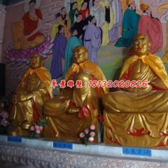 玻璃鋼十八羅漢雕塑，貼金十八羅漢雕塑