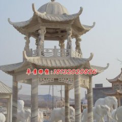 雙層涼亭石雕，大理石涼亭雕塑