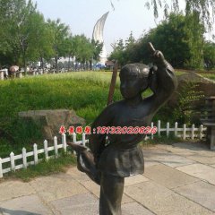 小女孩練劍銅雕，公園人物銅雕