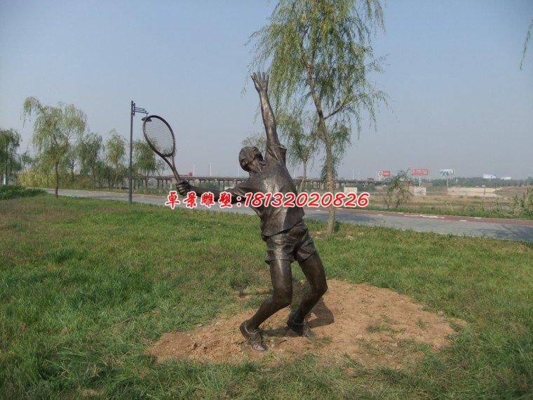打羽毛球人物銅雕,公園人物雕塑