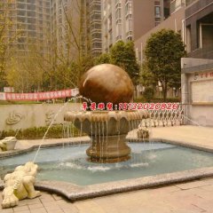 風(fēng)水球石雕，晚霞紅風(fēng)水球噴泉雕塑
