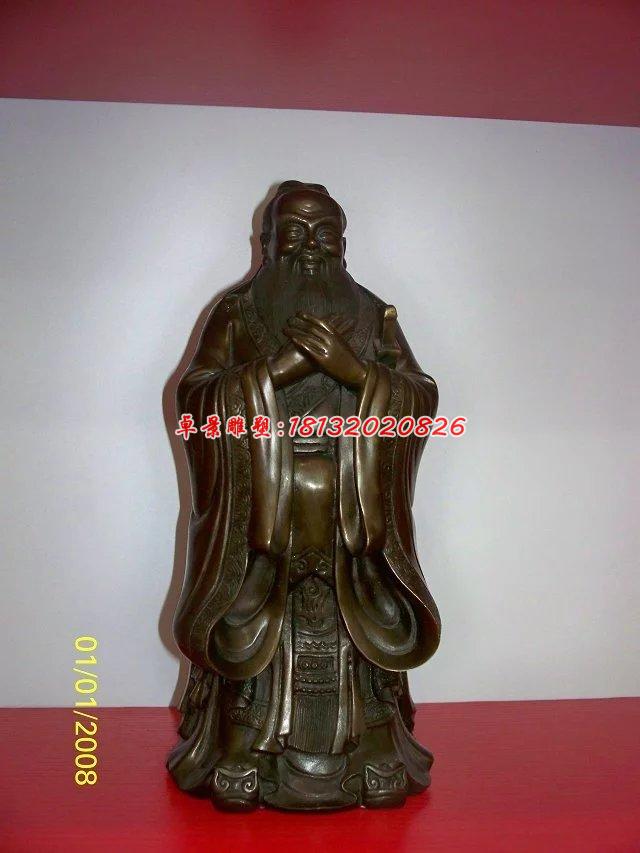 孔子銅雕，校園古代名人銅雕