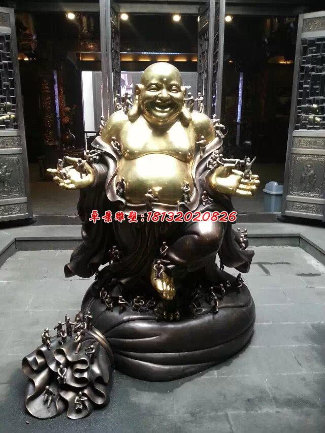 彌勒佛銅雕，貼金彌勒佛雕塑