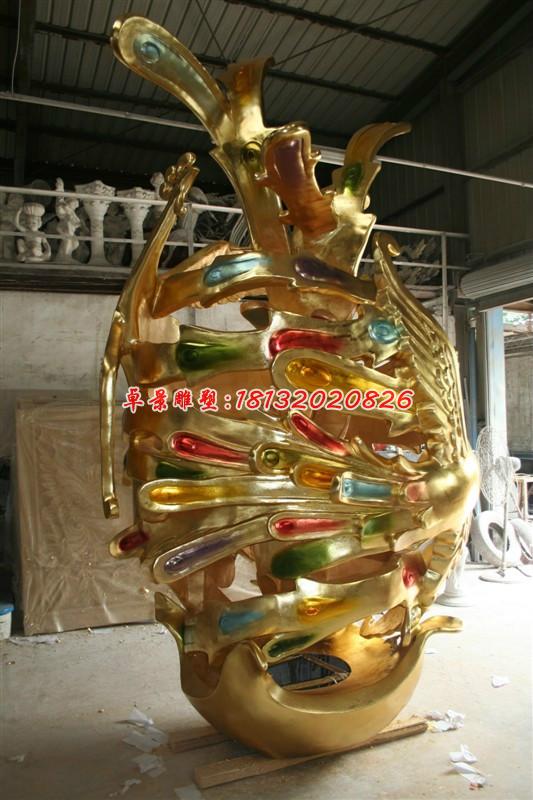 玻璃鋼鳳凰雕塑，玻璃鋼動(dòng)物雕塑