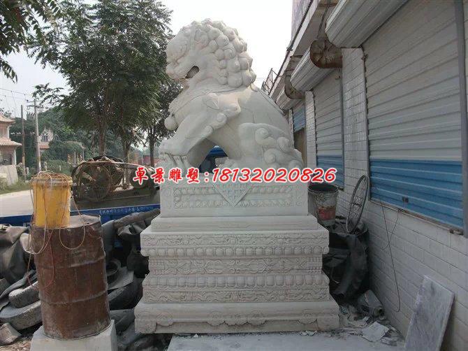 石雕北京獅，踩球石獅子雕塑 (3)