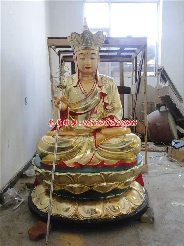 玻璃鋼地藏王雕塑，玻璃鋼貼金雕塑 (2)