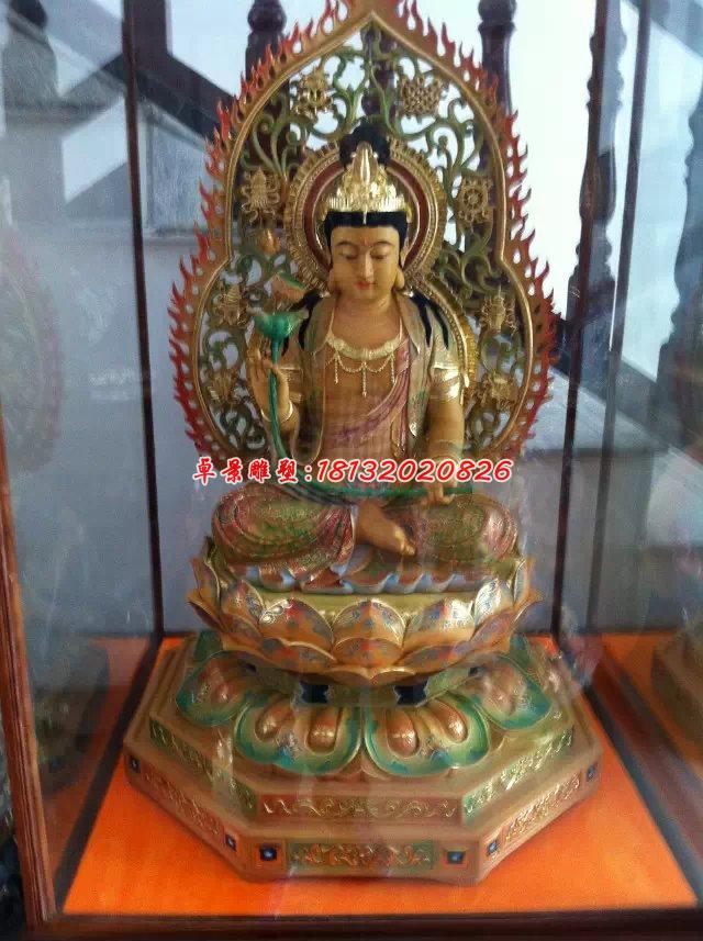 玻璃鋼彩繪西方三圣，坐式佛像雕塑 (2)