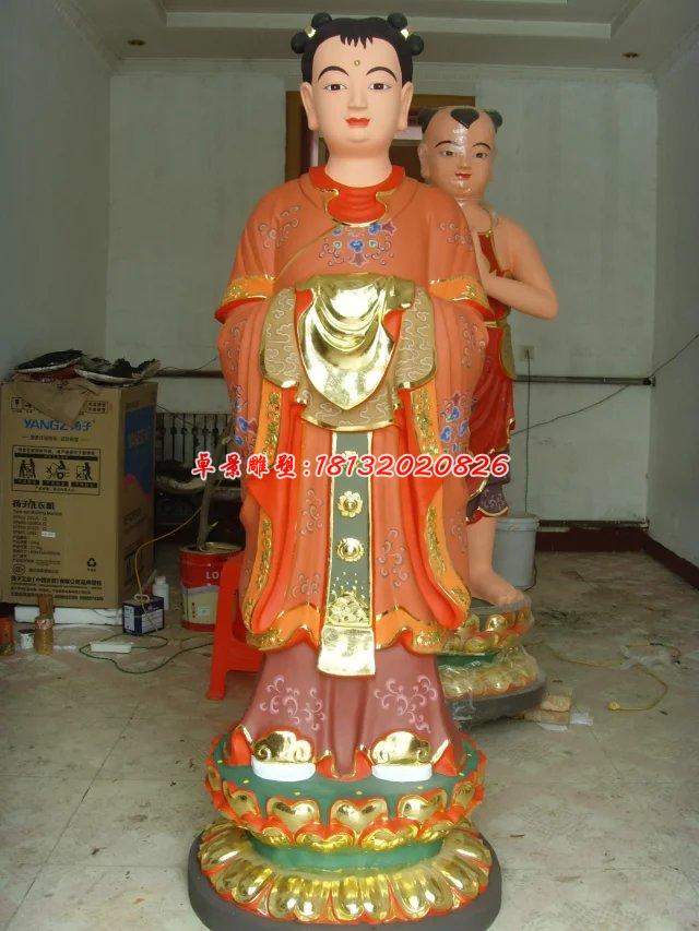 玻璃鋼彩繪龍女雕塑，玻璃鋼彩繪雕塑