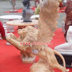 飛獅雕塑，晚霞紅獅子雕塑