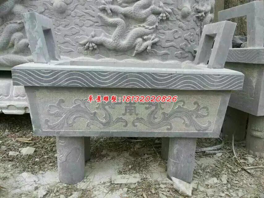 石雕鼎，四腳鼎，香爐石雕