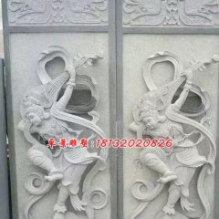 石浮雕，飛天女石浮雕