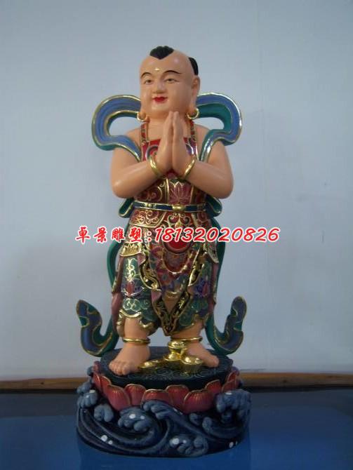玻璃鋼善財童子雕塑,彩繪神仙雕塑 (2)
