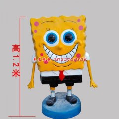玻璃鋼海綿寶寶雕塑，玻璃鋼卡通雕塑