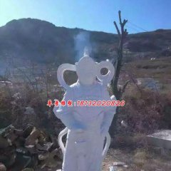 韋陀石雕，漢白玉韋陀菩薩雕塑