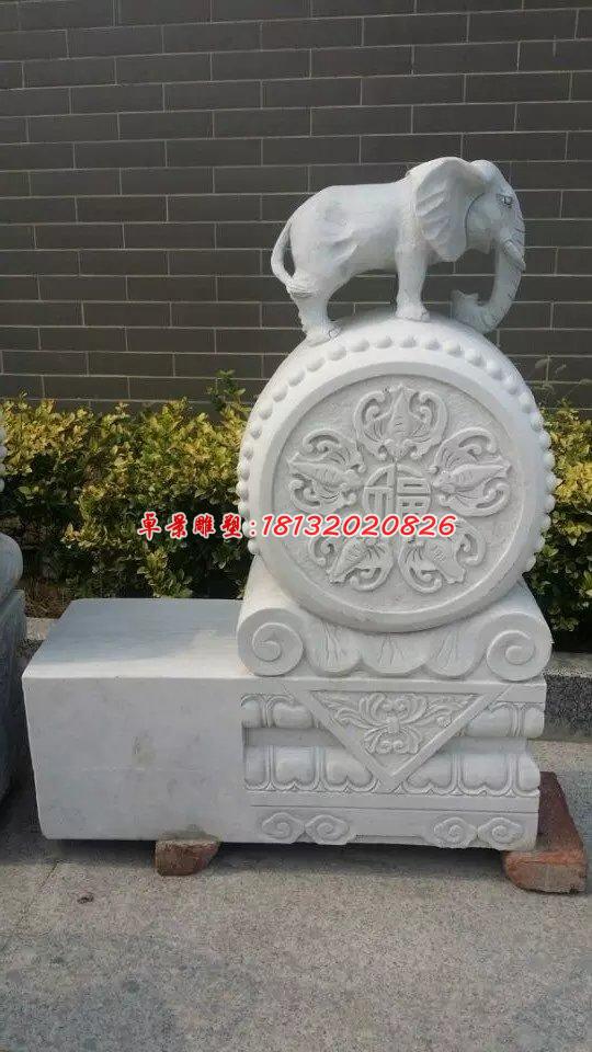 門墩石雕,大象石門墩