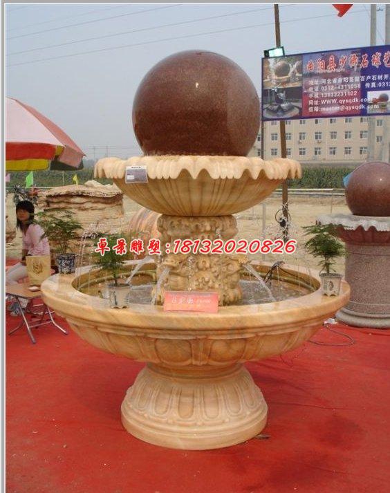 風(fēng)水球石雕，晚霞紅風(fēng)水球噴泉