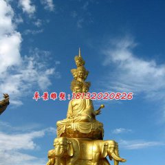 普賢菩薩銅雕，三面普賢銅雕