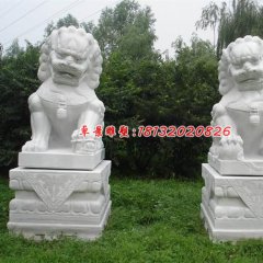 獅子石雕，漢白玉北京獅