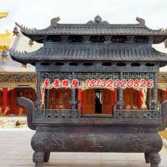 佛光普照銅雕香爐，寺廟香爐雕塑