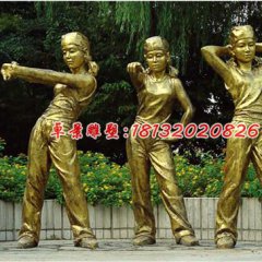 公園人物銅雕，三個女人跳舞銅雕