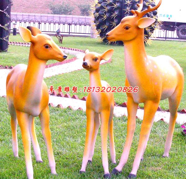 玻璃鋼動物雕塑，公園梅花鹿雕塑